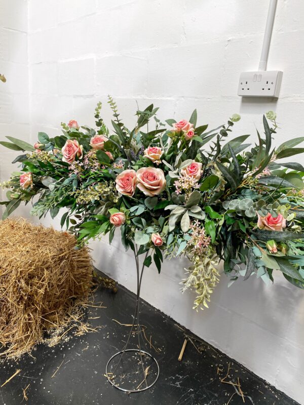 Pink Rose Wedding Head Table Flower Centrepiece - Image 7