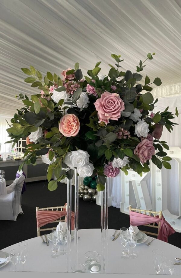 Vintage Pink Wedding Flower Centrepiece - Image 2