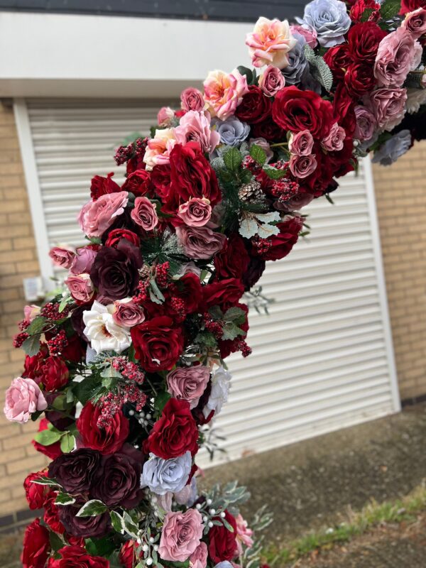 Burgundy and Blush Pink Round Arch- Free Standing Wedding Arch - Image 4