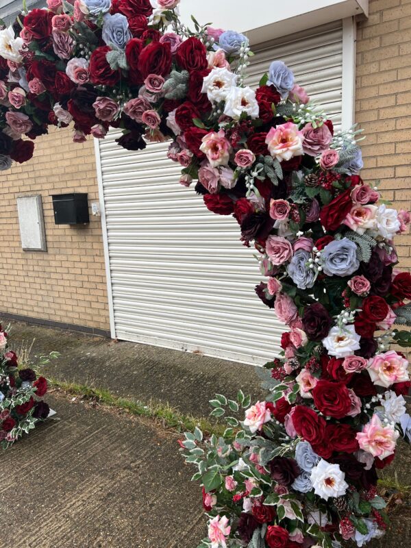 Burgundy and Blush Pink Round Arch- Free Standing Wedding Arch - Image 5