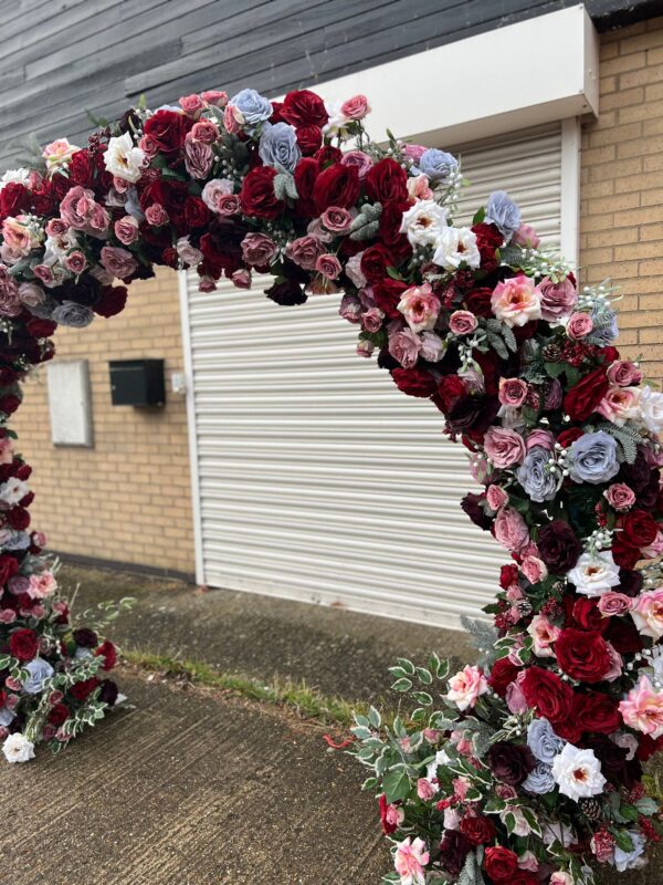 Burgundy and Blush Pink Round Arch- Free Standing Wedding Arch - Image 7