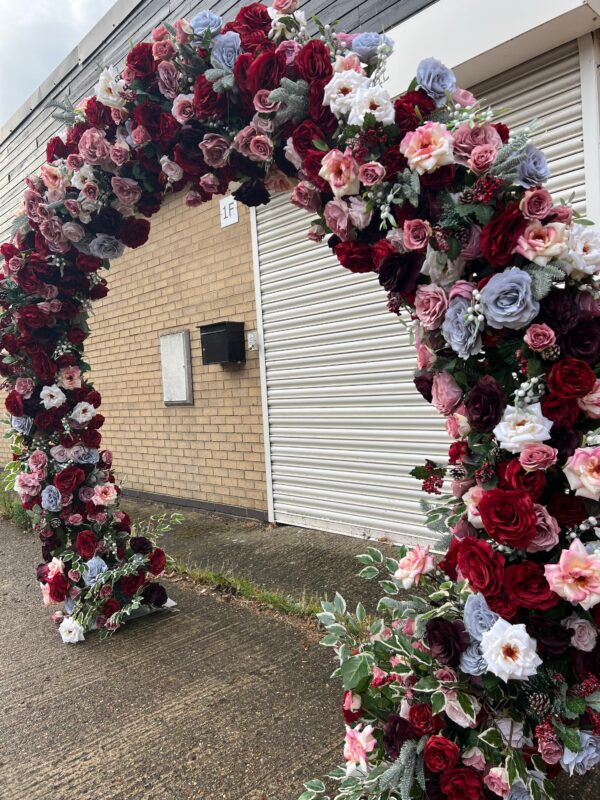 Burgundy and Blush Pink Round Arch- Free Standing Wedding Arch - Image 2