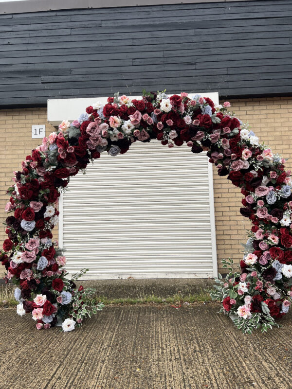 Burgundy and Blush Pink Round Arch- Free Standing Wedding Arch