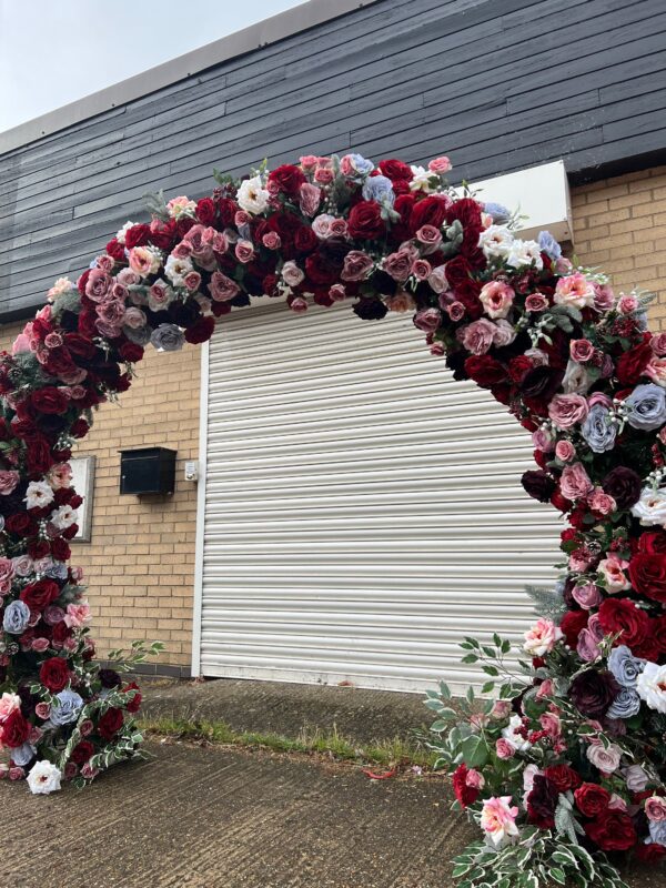 Burgundy and Blush Pink Round Arch- Free Standing Wedding Arch - Image 6