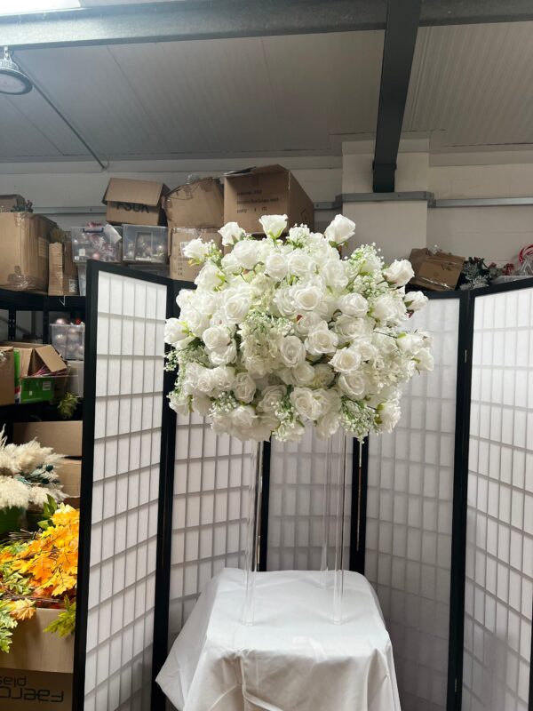 White Wedding Rose Flower Centrepiece - Image 3