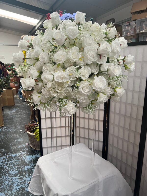 White Wedding Rose Flower Centrepiece - Image 2