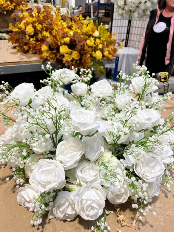 Wedding Candle Wreath Centrepiece White Roses - Image 4