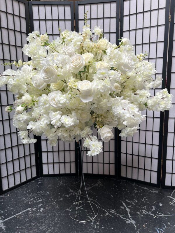 White Cherry Blossoms and Roses Wedding Centrepiece - Image 3