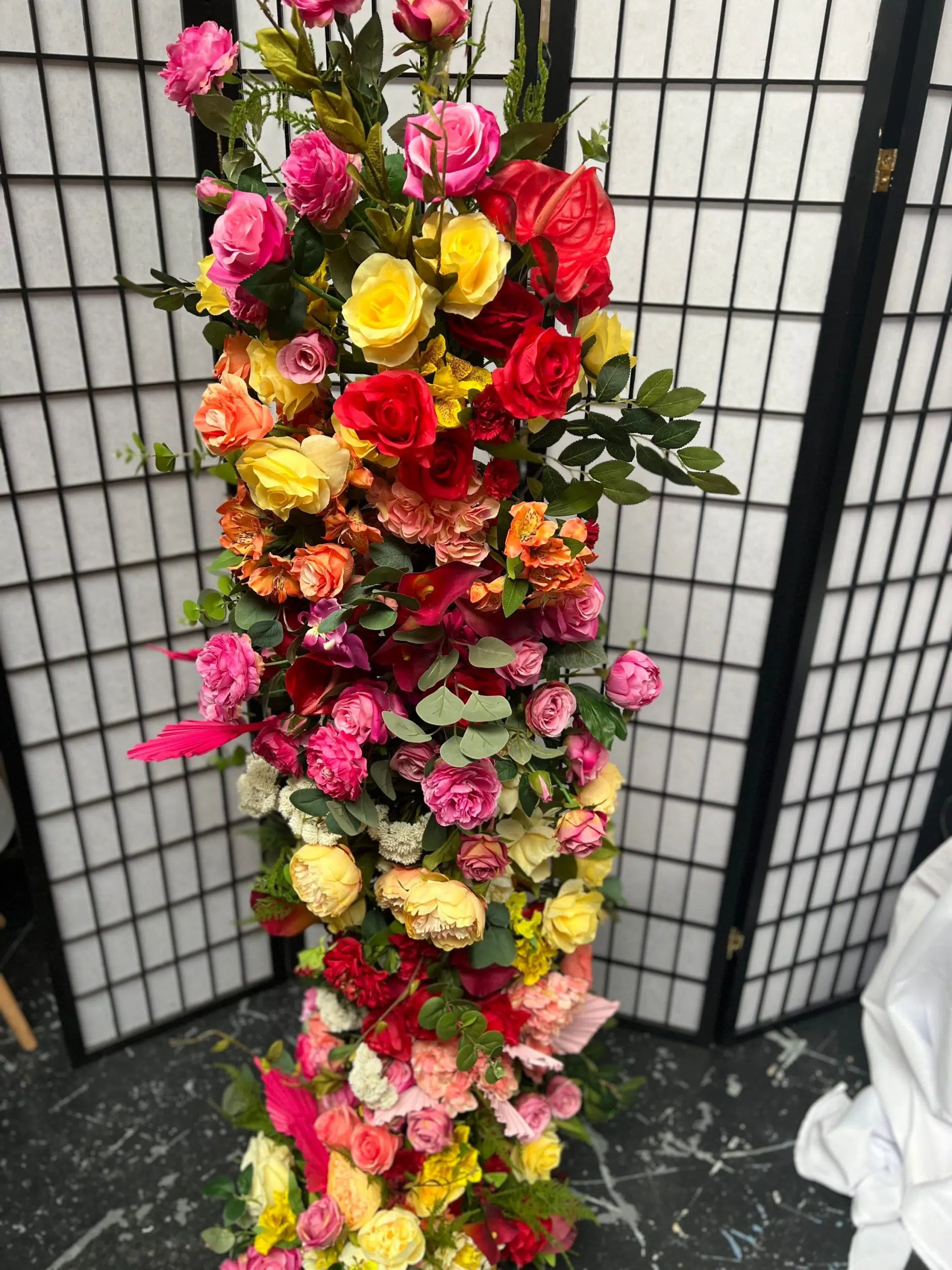 IVY CRUZ Flower Walls, Floral Arrangements | Commercial and Functions Vibrant Red and Yellow Flower Garland - Image 5
