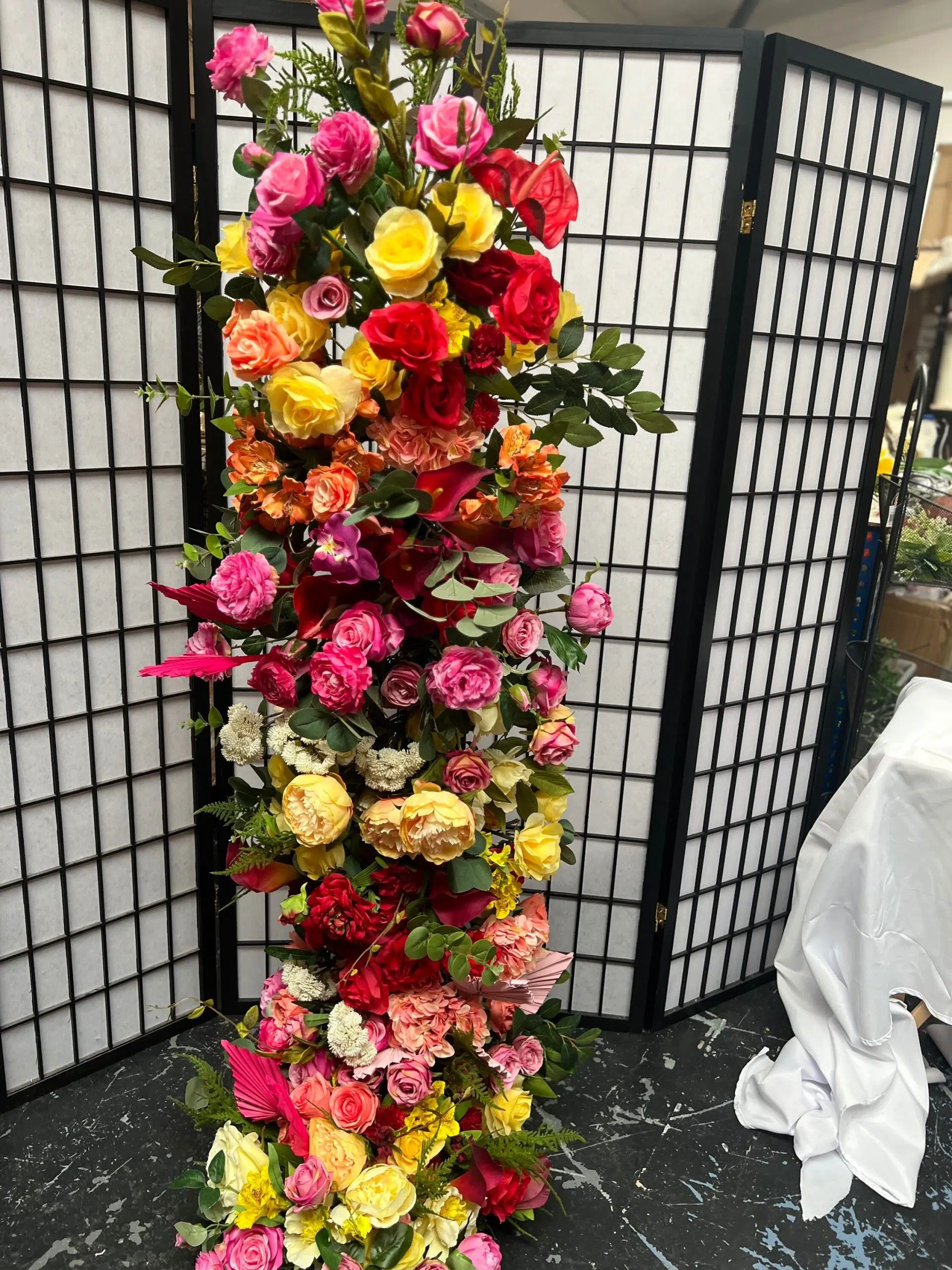 IVY CRUZ Flower Walls, Floral Arrangements | Commercial and Functions Vibrant Red and Yellow Flower Garland - Image 4