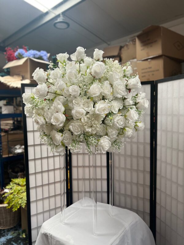 White Wedding Rose Flower Centrepiece - Image 6