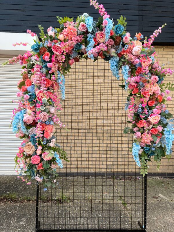 Vibrant Peach, Pink and Turquoise Wedding Flower Garland - Image 7