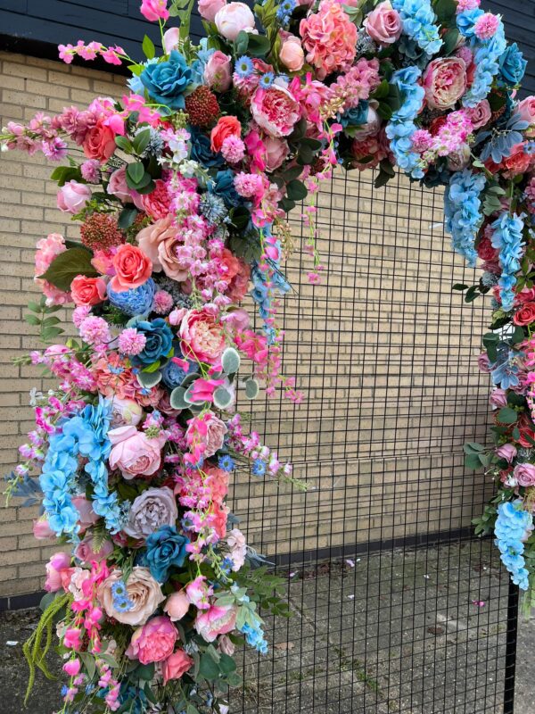 Vibrant Peach, Pink and Turquoise Wedding Flower Garland - Image 10