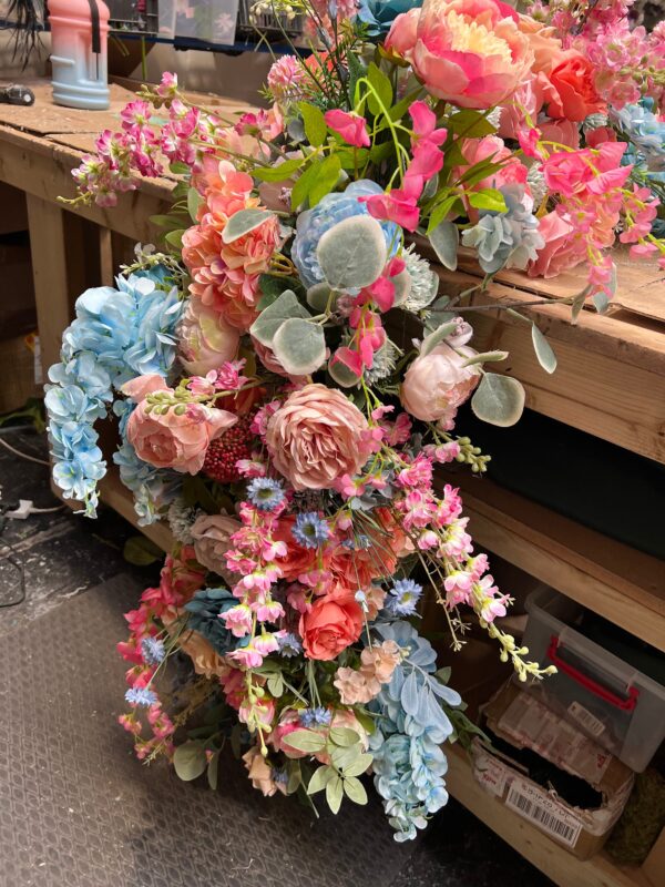 Vibrant Peach, Pink and Turquoise Wedding Flower Garland - Image 2