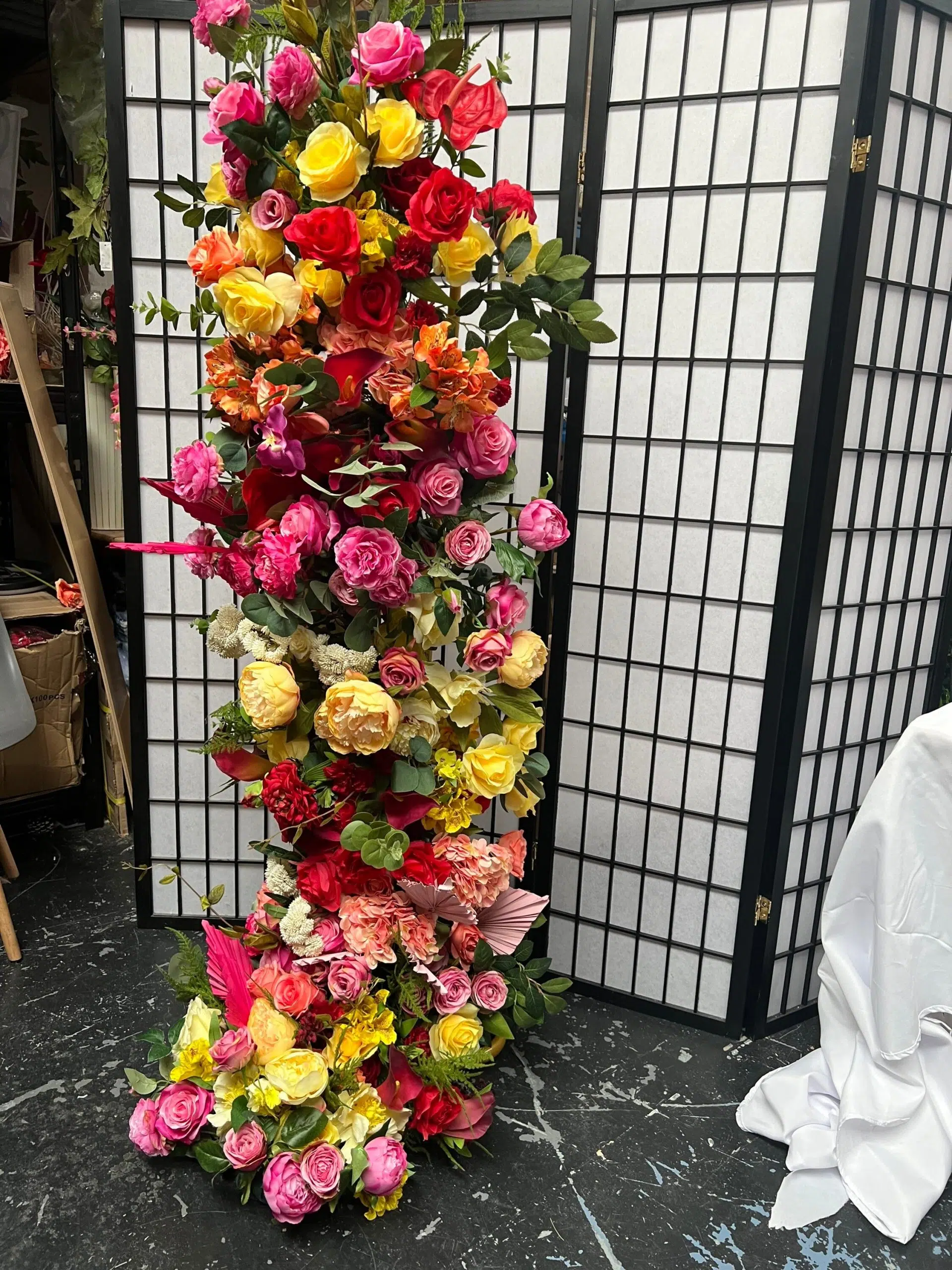 IVY CRUZ Flower Walls, Floral Arrangements | Commercial and Functions Vibrant Red and Yellow Flower Garland - Image 3