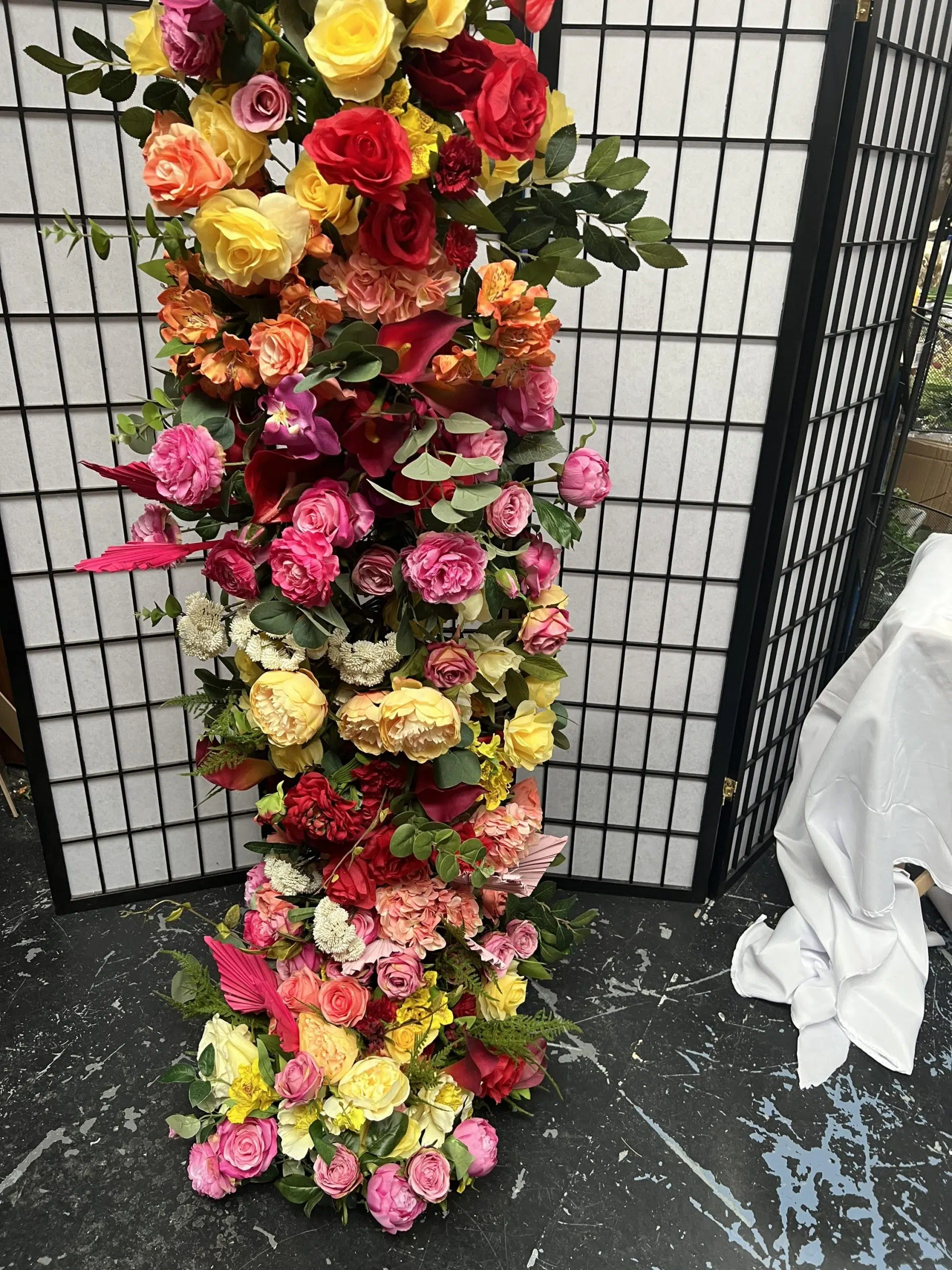 IVY CRUZ Flower Walls, Floral Arrangements | Commercial and Functions Vibrant Red and Yellow Flower Garland - Image 2