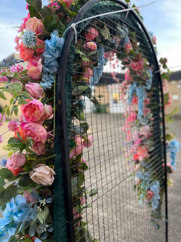 Vibrant Peach, Pink and Turquoise Wedding Flower Garland - Image 4