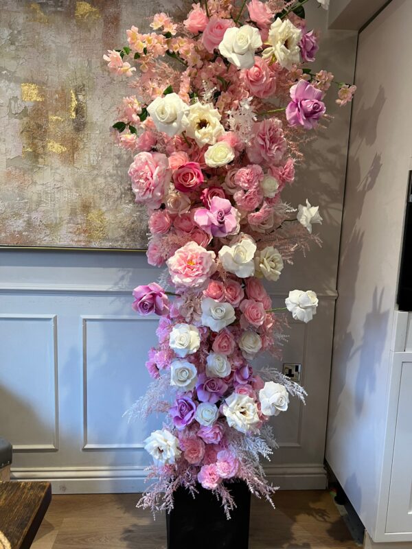 Pink Flower Garland Pillar