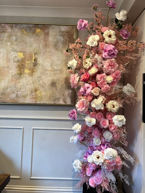 Pink Flower Garland Pillar - Image 3