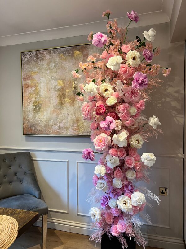 Pink Flower Garland Pillar - Image 2