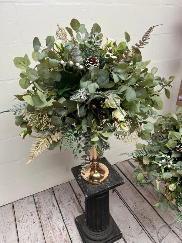 Gold & White Christmas Wedding Flowers Centrepiece - Image 5