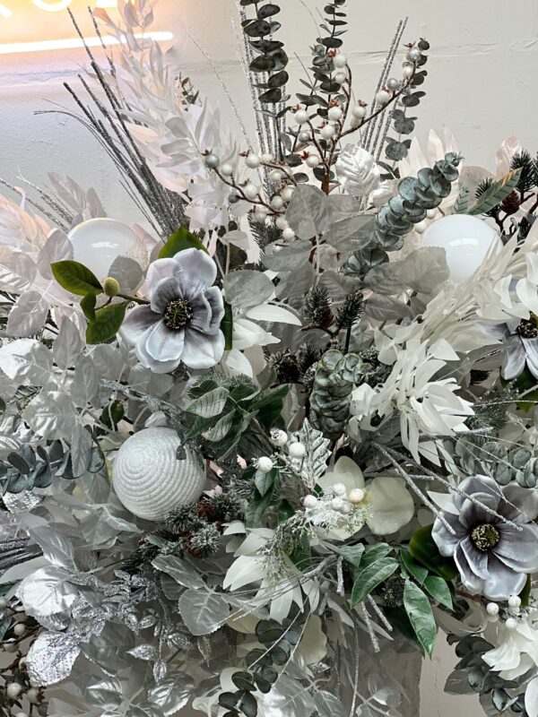 Silver and White Winter Flower Urn Arrangement - Image 4