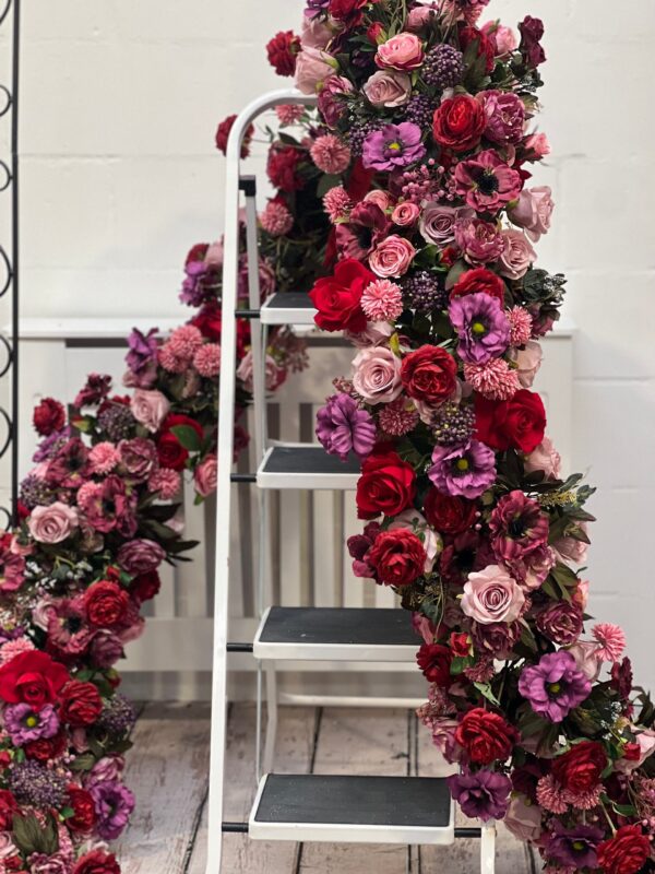 Red Mauve Flower garland - Burgundy Flower Garland - Image 2