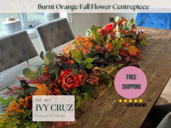 Burnt Orange Fall Table Arrangement