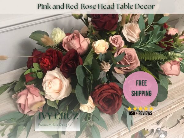 Pink Red Rose Headtable Centrepiece