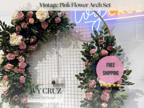 Vintage Pink Flower Set For Wedding Backdrop