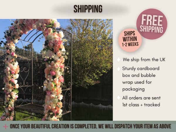 Peach Wedding Flower Garland Arch Backdrop - Image 5