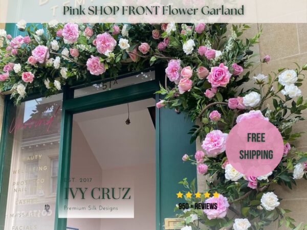 LUXE Pink Roses and Peonies Garland Shop Front