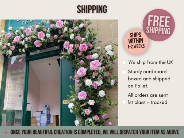 LUXE Pink Roses and Peonies Garland Shop Front - Image 3