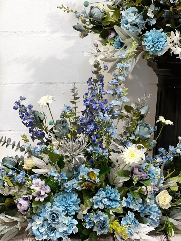 Blue Wedding Aisle Flower Runner - Image 5