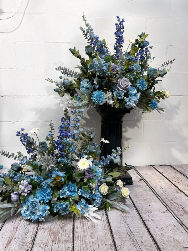 Blue Wedding Aisle Flower Runner - Image 3