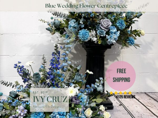 Blue Wedding Aisle Flower Runner