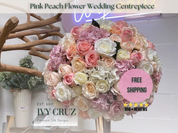 Pink Peach Wedding Centrepiece