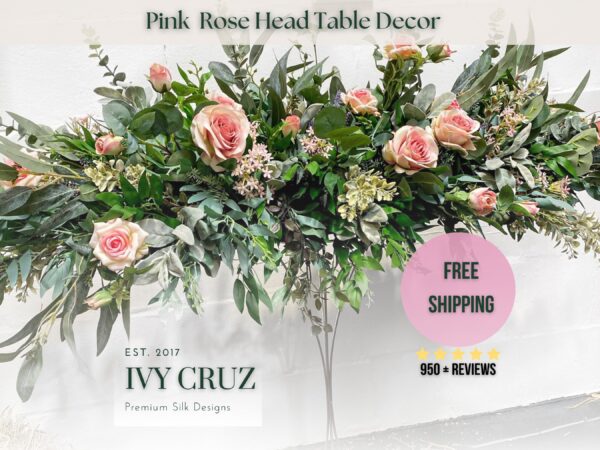 Pink Rose Wedding Head Table Flower Centrepiece