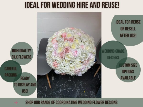 Ivory & Blush Wedding Flower Centrepiece - Image 2