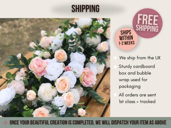 Peach Wedding Artificial Flower Garland - Image 5