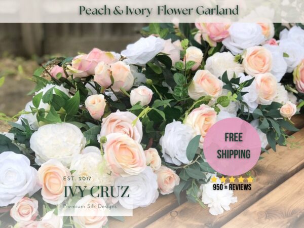 Peach Wedding Artificial Flower Garland