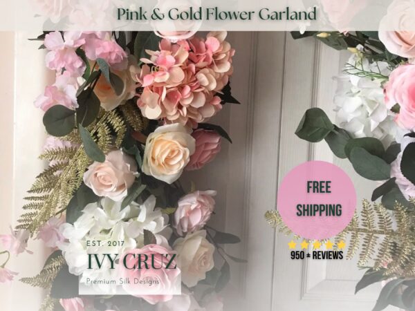 Pink and Gold Artificial Flower Wedding Garland