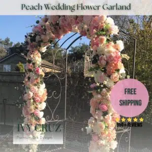 Peach Wedding Flower Garland Arch Backdrop