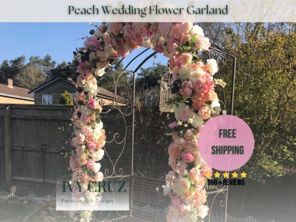 Peach Wedding Flower Garland Arch Backdrop