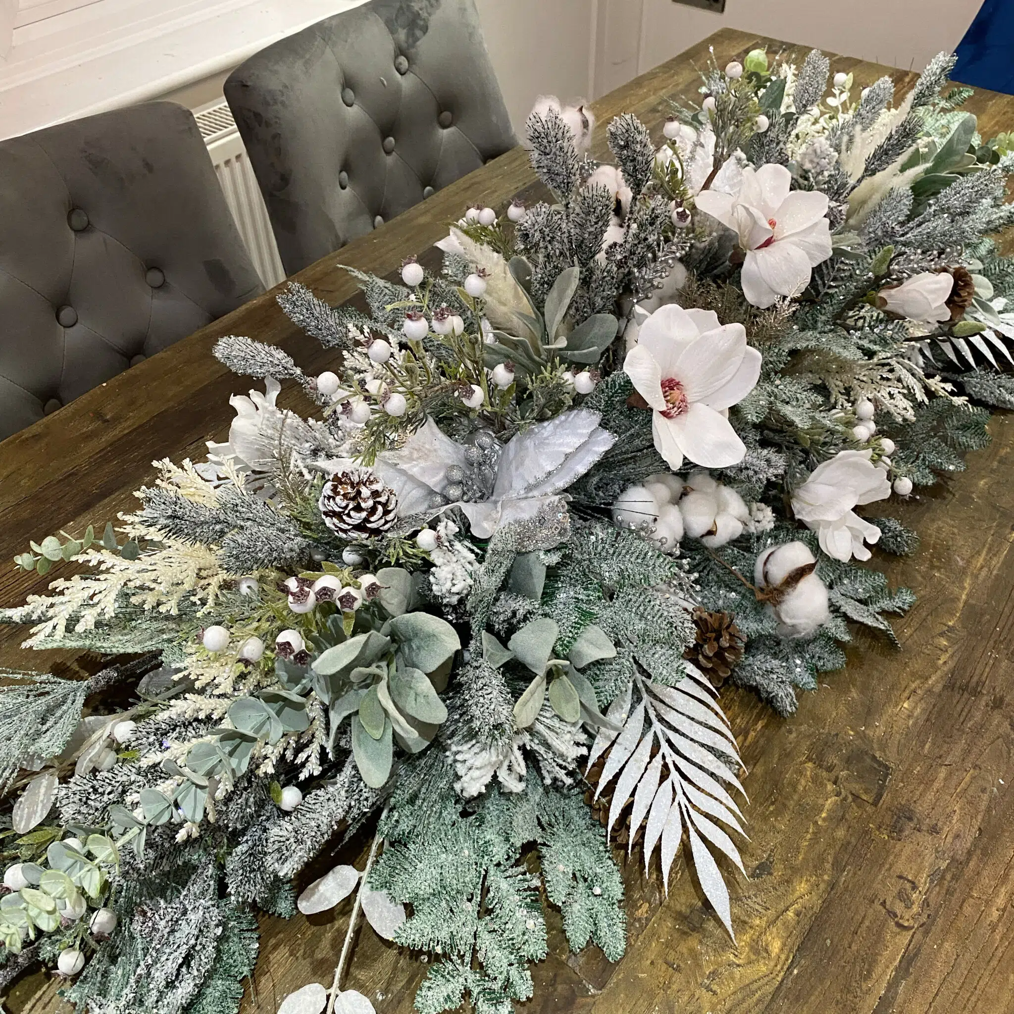 IVY CRUZ Flower Walls, Floral Arrangements | Commercial and Functions Silver Christmas Centrepiece