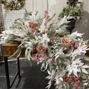 White and Pink Christmas Flower Garland