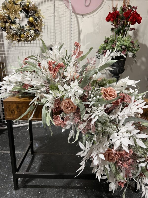 White and Pink Christmas Flower Garland