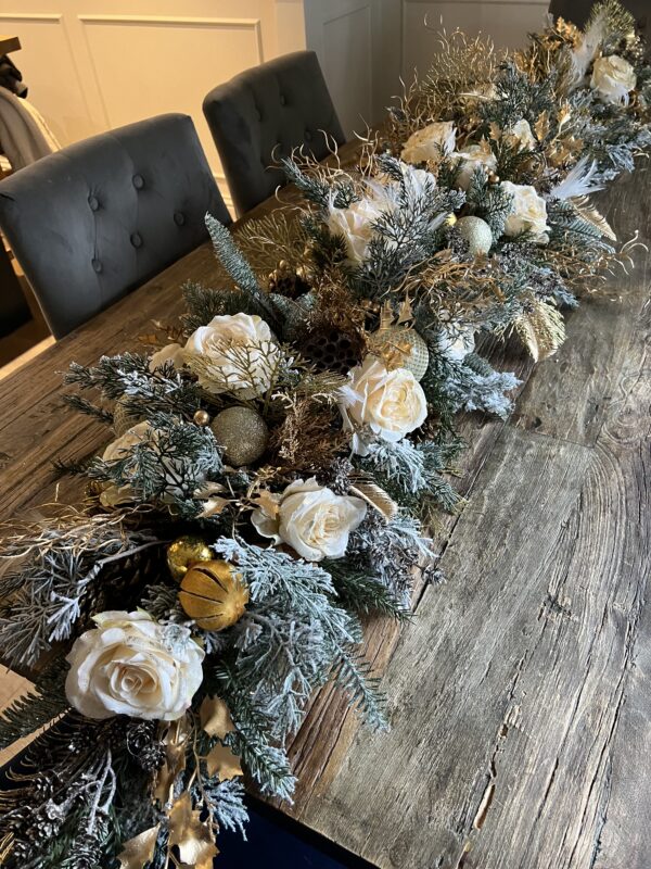 Gold Christmas Flower Garland - Table Christmas Runner - Image 2