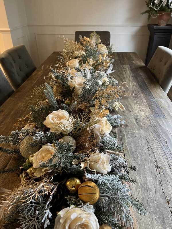 Gold Christmas Flower Garland - Table Christmas Runner - Image 4