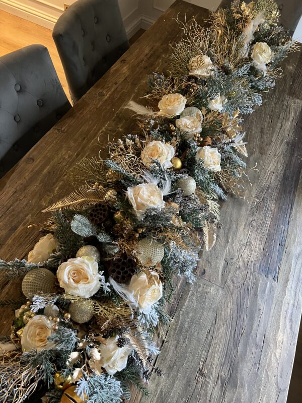 Gold Christmas Flower Garland - Table Christmas Runner - Image 3